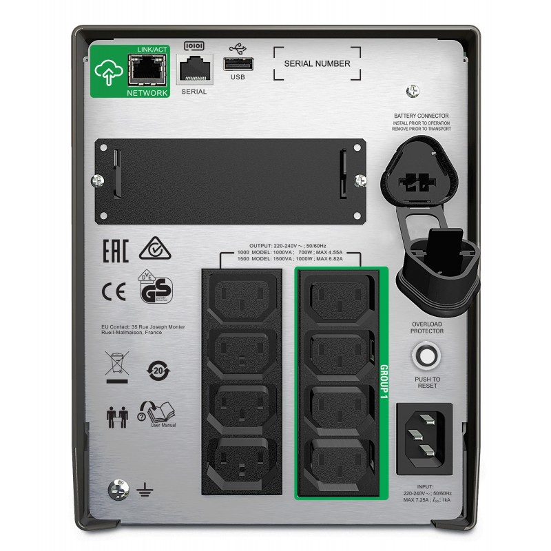 APC SMT1000IC Unterbrechungsfreie Stromversorgung (USV) Line-Interaktiv 1 kVA 700 W 8 AC-Ausgänge