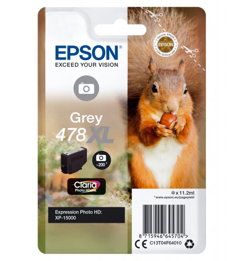 Epson Squirrel Singlepack Grey 478XL Claria Photo HD Ink