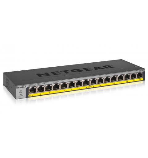NETGEAR GS116LP No administrado Gigabit Ethernet (10 100 1000) Energía sobre Ethernet (PoE) Negro