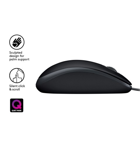 Logitech B110 Silent souris Ambidextre USB Type-A Optique 1000 DPI