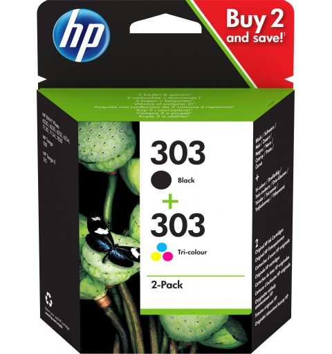 HP Pack de 2 cartouches authentiques d'encre noire trois couleurs 303