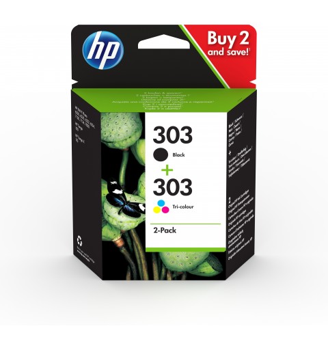 HP 303 2-pack Black Tri-color Original Ink Cartridges