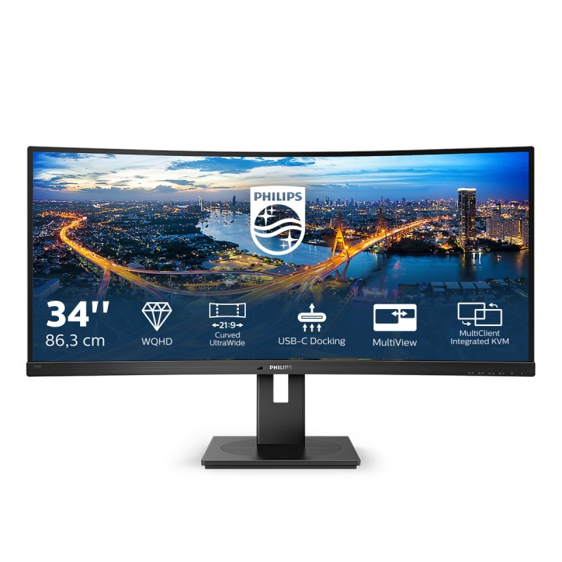 Philips B Line 346B1C 00 Computerbildschirm 86,4 cm (34") 3440 x 1440 Pixel Quad HD LCD Schwarz