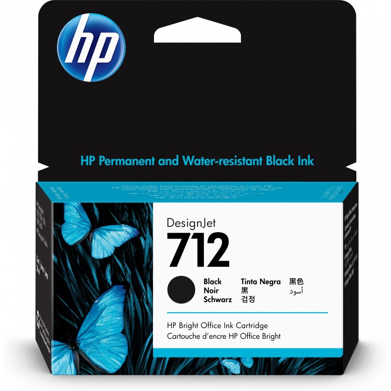 HP 712 Schwarz DesignJet Druckerpatrone, 38 ml