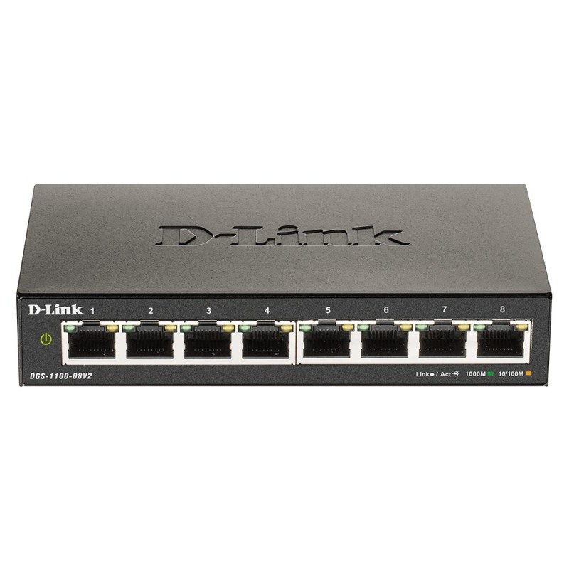 D-Link DGS-1100-08V2 switch Gestionado L2 Gigabit Ethernet (10 100 1000) Negro