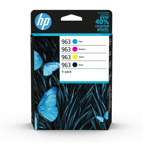 HP 963 Pack de 4 cartouches d'encre Noir Cyan Magenta Jaune authentiques