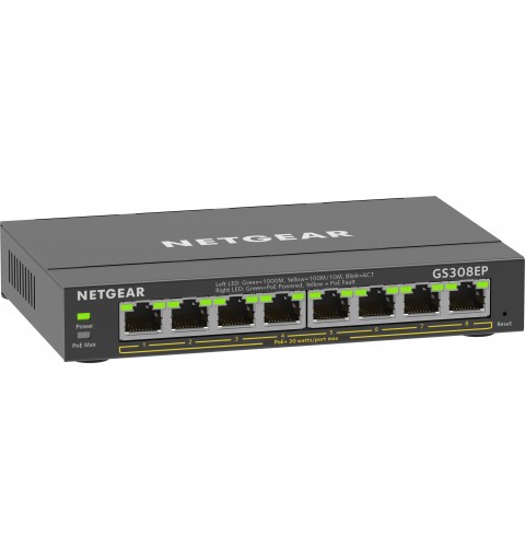 NETGEAR 8-Port Gigabit Ethernet PoE+ Plus Switch (GS308EP) Géré L2 L3 Gigabit Ethernet (10 100 1000) Connexion Ethernet,