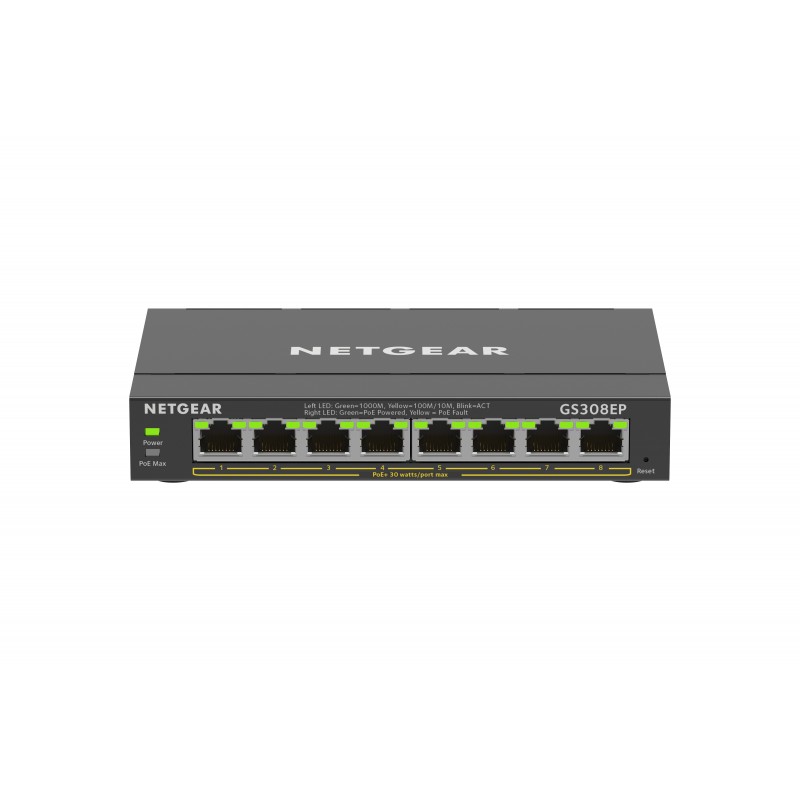 NETGEAR 8-Port Gigabit Ethernet PoE+ Plus Switch (GS308EP) Géré L2 L3 Gigabit Ethernet (10 100 1000) Connexion Ethernet,