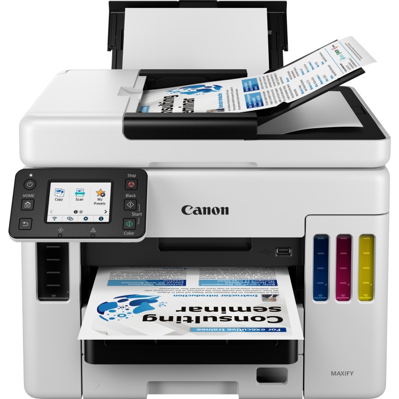 Canon MAXIFY Imprimante jet d'encre MegaTank multifonction rechargeable couleur sans fil GX7050