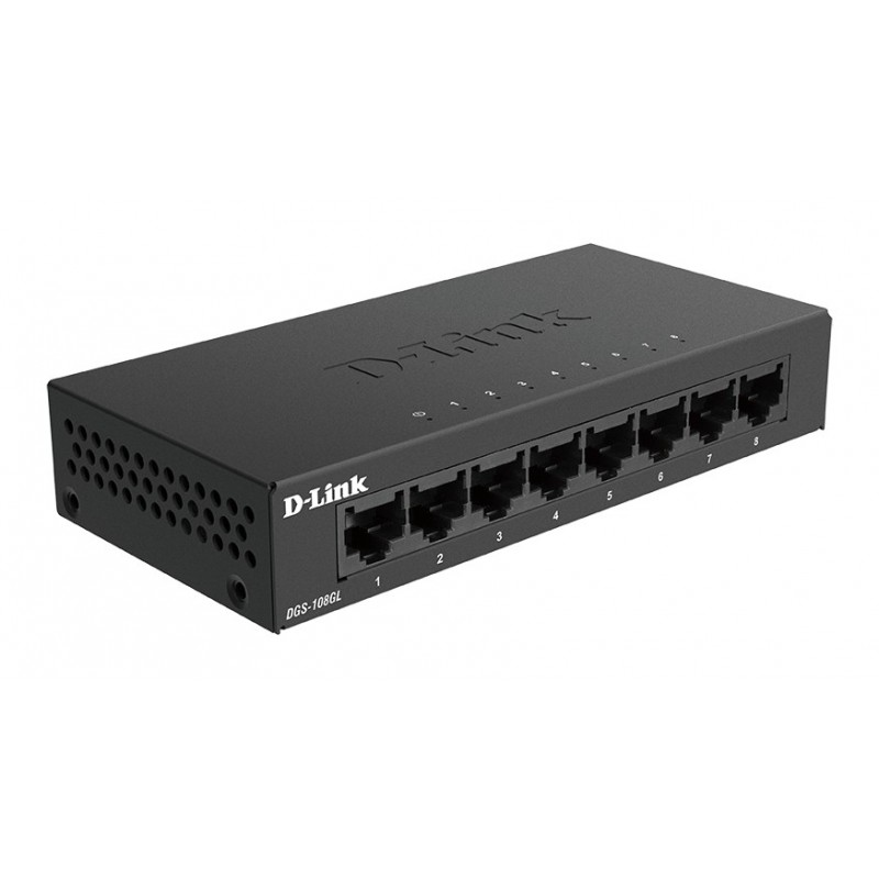 D-Link DGS-108GL Non gestito Gigabit Ethernet (10 100 1000) Nero