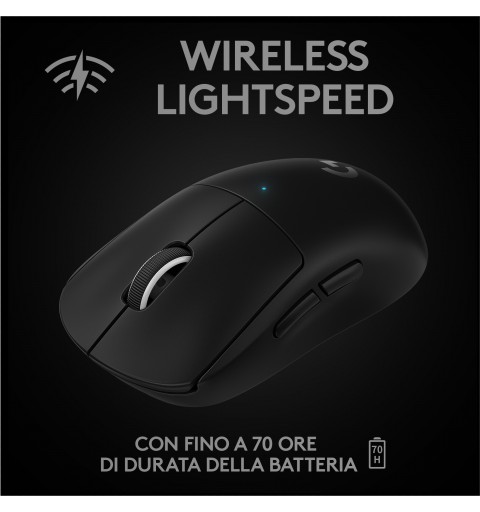 Logitech G PRO X SUPERLIGHT Mouse Gaming Wireless, Leggero 63 g, Sensore HERO 25K, 25.600 DPI, 5 Tasti Programmabili, Lunga