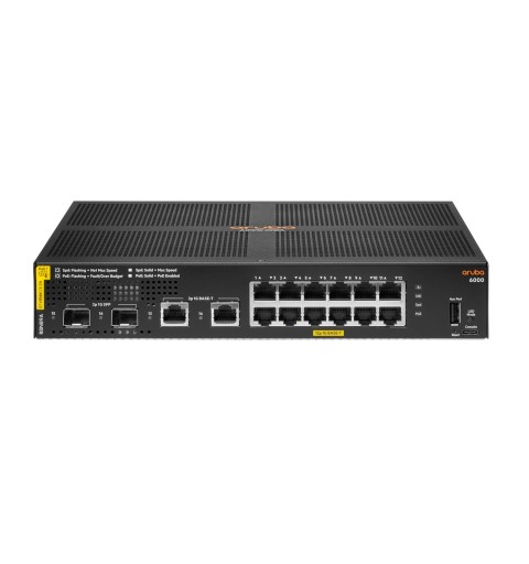 Aruba 6000 12G Class4 PoE 2G 2SFP 139W Géré L3 Gigabit Ethernet (10 100 1000) Connexion Ethernet, supportant l'alimentation via