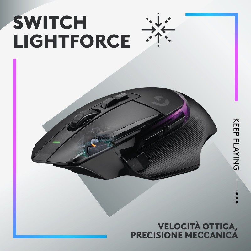 Logitech G G502 X Plus ratón mano derecha RF inalámbrico Óptico 25600 DPI