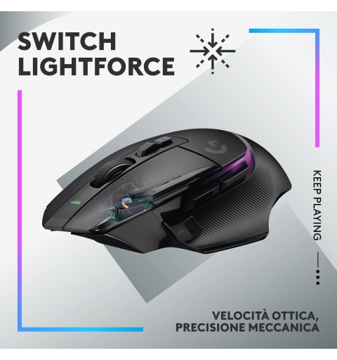 Logitech G G502 X Plus ratón mano derecha RF inalámbrico Óptico 25600 DPI