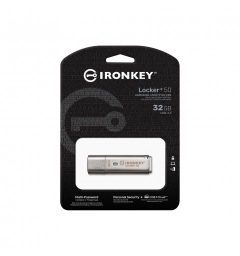 Kingston Technology IronKey Locker+ 50 lecteur USB flash 32 Go USB Type-A 3.2 Gen 1 (3.1 Gen 1) Argent