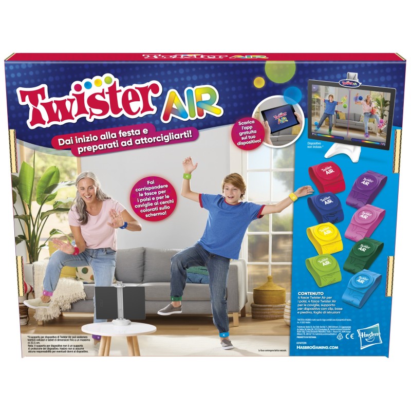 Hasbro Gaming Gioco Twister Air, gioco Twister con app per realtà aumentata, si collega a dispositivi smart, giochi attivi per