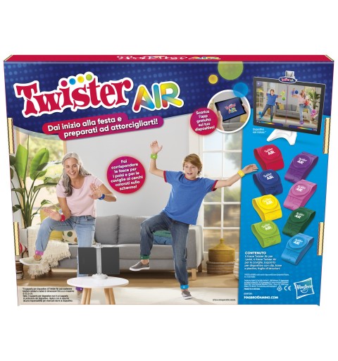 Hasbro Gaming Gioco Twister Air, gioco Twister con app per realtà aumentata, si collega a dispositivi smart, giochi attivi per