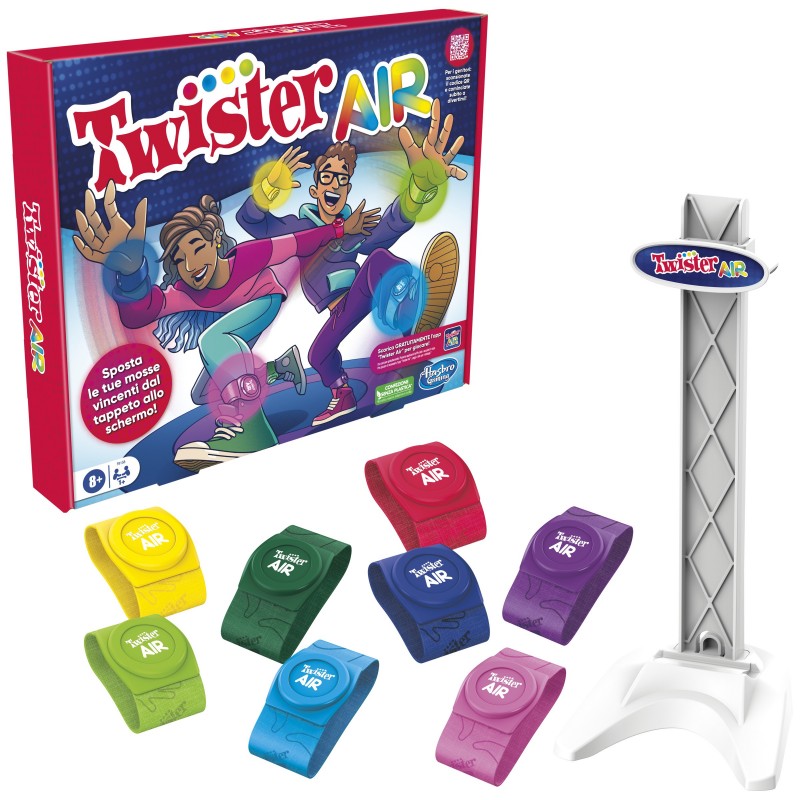 Hasbro Gaming Gioco Twister Air, gioco Twister con app per realtà aumentata, si collega a dispositivi smart, giochi attivi per