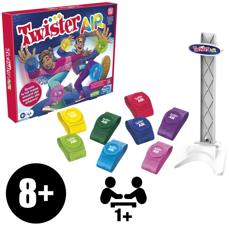 Hasbro Gaming Gioco Twister Air, gioco Twister con app per realtà aumentata, si collega a dispositivi smart, giochi attivi per