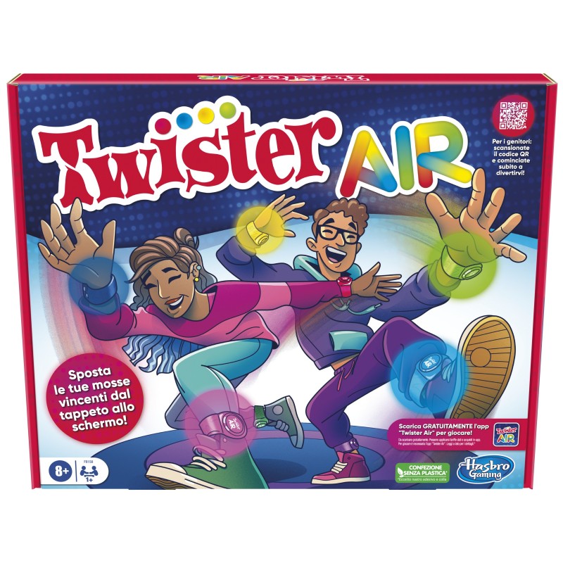 Hasbro Gaming Gioco Twister Air, gioco Twister con app per realtà aumentata, si collega a dispositivi smart, giochi attivi per