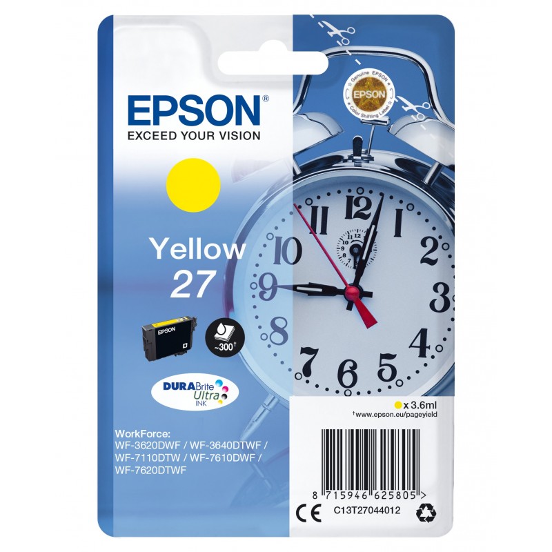 Epson Alarm clock Singlepack Yellow 27 DURABrite Ultra Ink