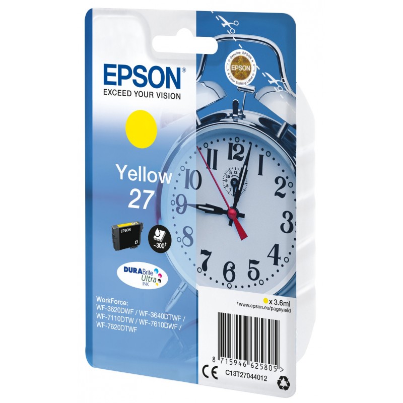 Epson Alarm clock Singlepack Yellow 27 DURABrite Ultra Ink