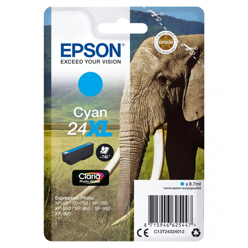 Epson Elephant Cartucho 24XL cian