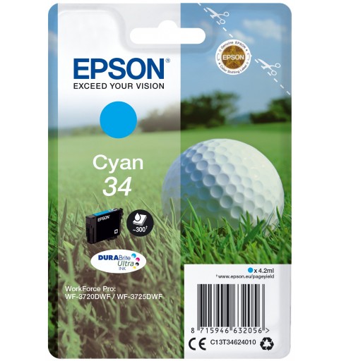 Epson Golf ball Singlepack Cyan 34 DURABrite Ultra Ink