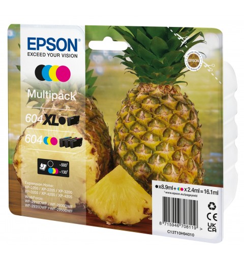 Epson 604XL cartuccia d'inchiostro 4 pz Originale Resa elevata (XL) Nero, Ciano, Magenta, Giallo