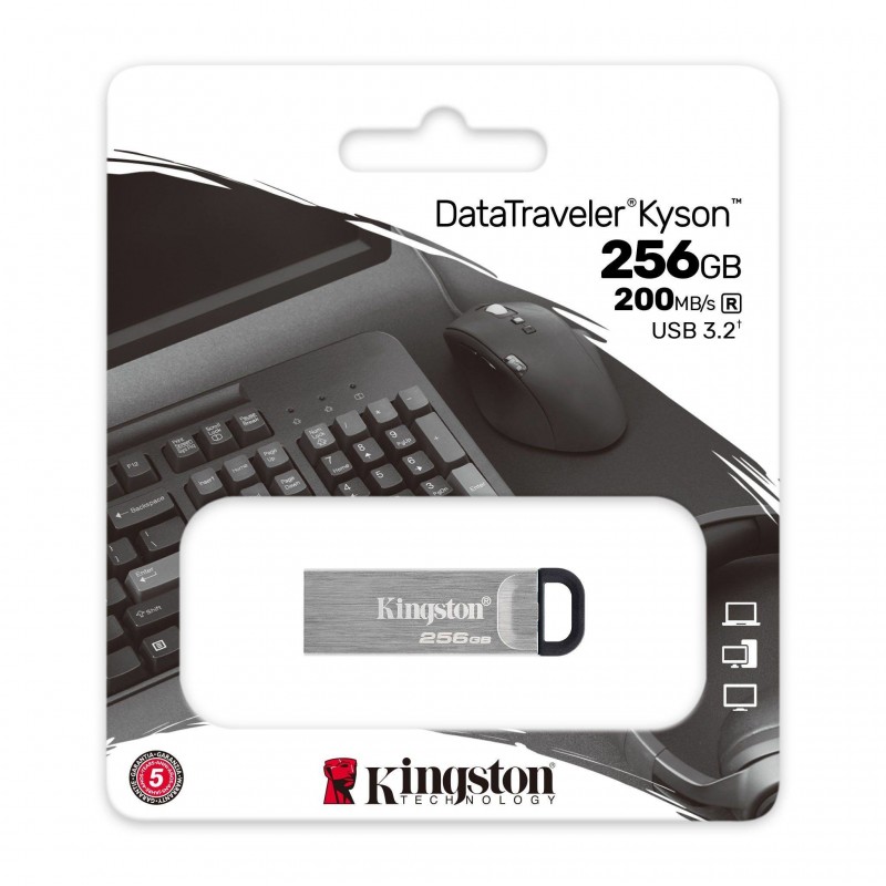 Kingston Technology DataTraveler Kyson lecteur USB flash 256 Go USB Type-A 3.2 Gen 1 (3.1 Gen 1) Argent