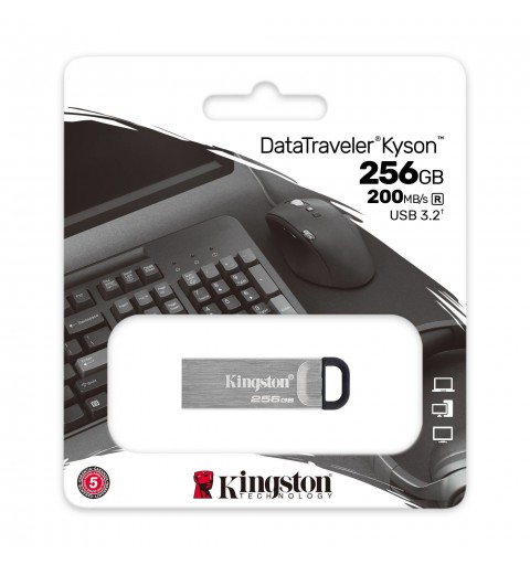 Kingston Technology DataTraveler Kyson lecteur USB flash 256 Go USB Type-A 3.2 Gen 1 (3.1 Gen 1) Argent