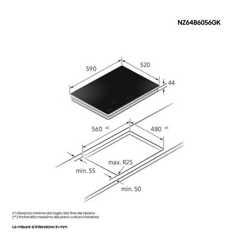 Samsung NZ64B6056GK Black Built-in 60 cm Zone induction hob 4 zone(s)