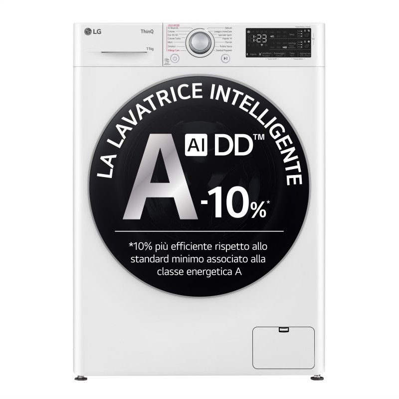 LG F4R3711NSWS Lavatrice 11kg AI DD, Classe A-10%, 1400 giri, Autodosaggio,Wi-Fi