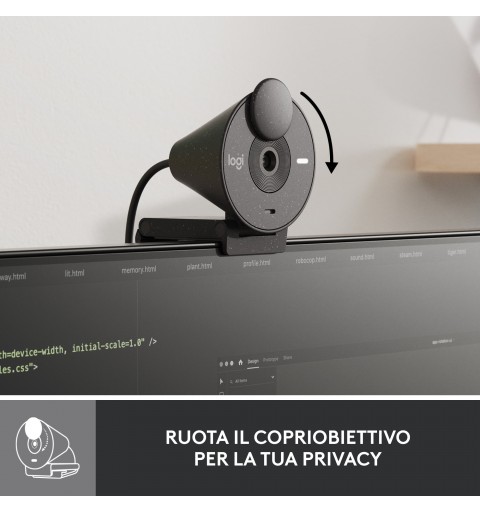 Logitech Brio 300 cámara web 2 MP 1920 x 1080 Pixeles USB-C Grafito