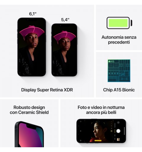 Apple iPhone 13 15,5 cm (6.1") SIM doble iOS 15 5G 128 GB Negro