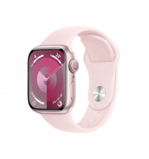 Apple Watch Series 9 GPS 41mm Pink Aluminium Case with Light Pink Sport Band - M L