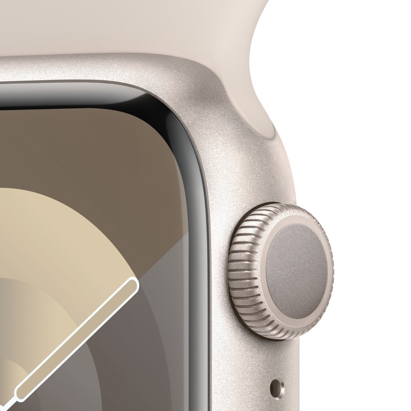 Apple Watch Series 9 GPS 41mm Starlight Aluminium Case with Starlight Sport Band - S M