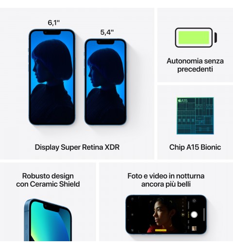 Apple iPhone 13 15,5 cm (6.1") Dual-SIM iOS 15 5G 128 GB Blau