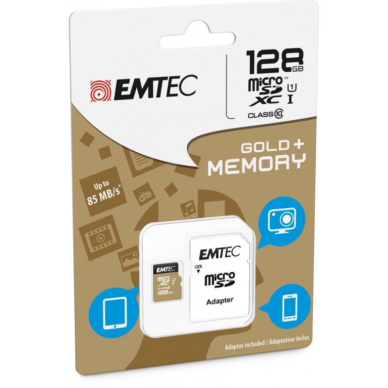 Emtec microSD Class10 Gold+ 128GB mémoire flash