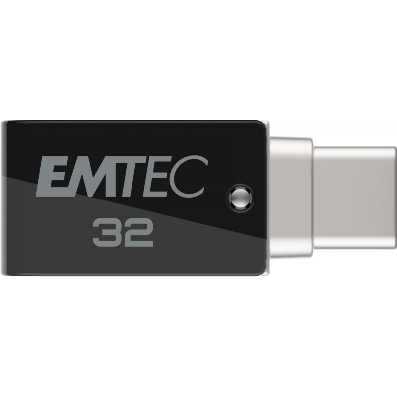 Emtec T260C lecteur USB flash 32 Go USB Type-A USB Type-C 3.2 Gen 1 (3.1 Gen 1) Noir, Acier inoxydable