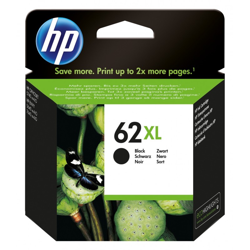 HP 62XL Schwarz Original Tintenpatrone mit hoher Reichweite