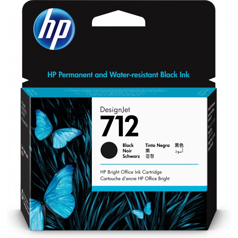 HP Cartuccia di inchiostro nero originale DesignJet 712 da 80 ml