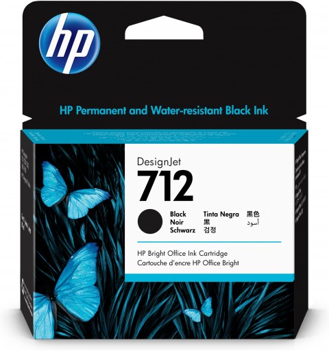 HP 712 Schwarz DesignJet Druckerpatrone, 80 ml