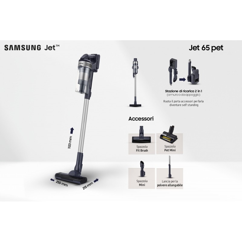 Samsung VS15A60AGR5 aspirateur de table Noir, Argent Sans sac