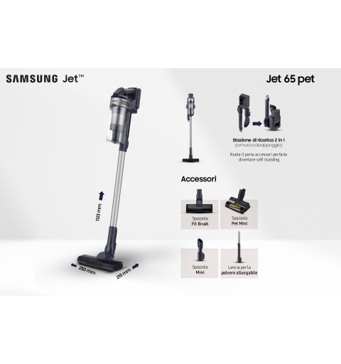 Samsung VS15A60AGR5 handheld vacuum Black, Silver Bagless