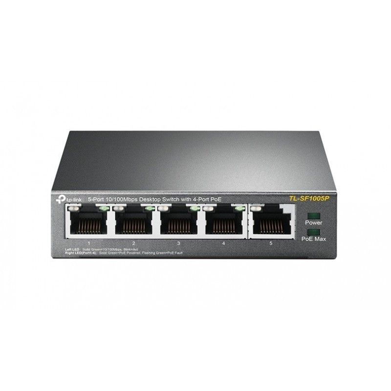 TP-Link TL-SF1005P Unmanaged Fast Ethernet (10 100) Power over Ethernet (PoE) Schwarz