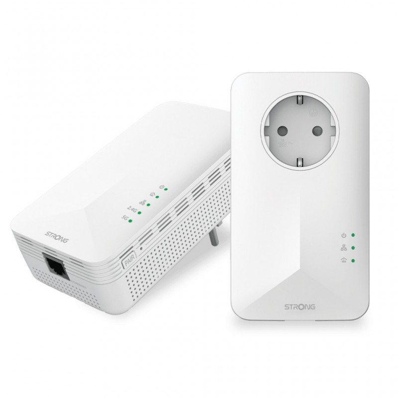 Strong POWERL1000DUOWIFIEUV2 adaptador de red PowerLine 1000 Mbit s Ethernet Wifi Blanco 2 pieza(s)