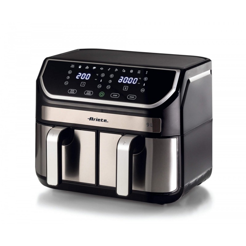 Ariete 00C462500AR0 friteuse Double 9 L Autonome 2100 W Friteuse d’air chaud Noir, Argent