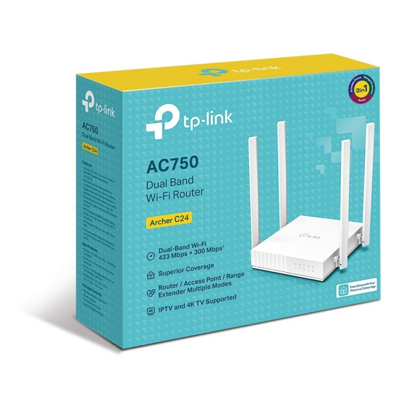 TP-Link ARCHER C24 router inalámbrico Ethernet rápido Doble banda (2,4 GHz 5 GHz) Blanco