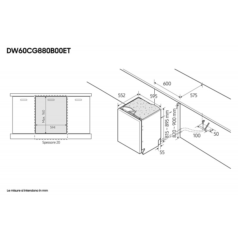 Samsung DW60CG880B00ET Spülmaschine Voll integriert 14 Maßgedecke A